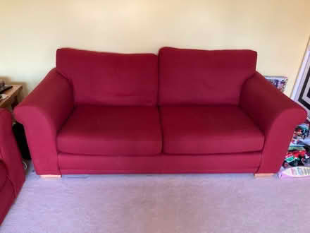 Photo of free Two 3 seater red Next sofas (Solihull, B90 4) #1
