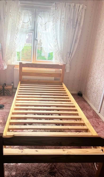 Photo of free pine slated single bed frame (Bracknell RG12) #1
