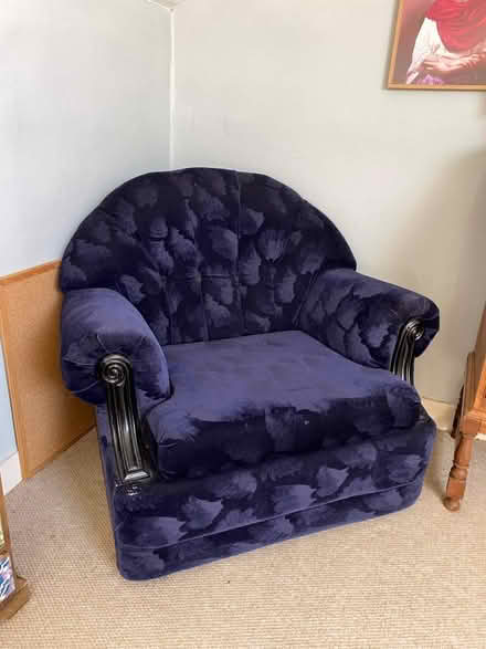 Photo of free Arm chair blue velour (Queen's Park BN2) #1