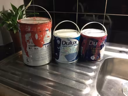 Photo of free 3 tins vinyl emulsion , 60% ish full . (Motherby CA11) #1