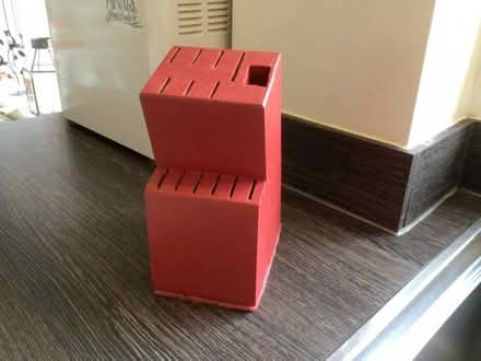 Photo of free Red wooden knife block (Lostock Hall PR5) #1