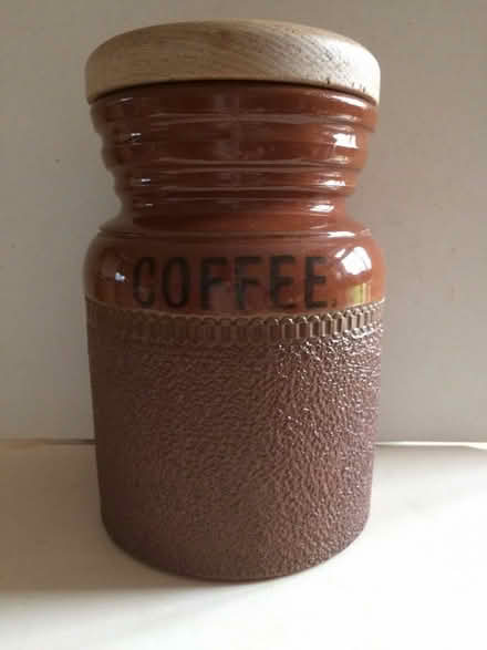 Photo of free Pottery Coffee Storage Jar, with Wooden Lid (St James, South Elmham IP19) #2