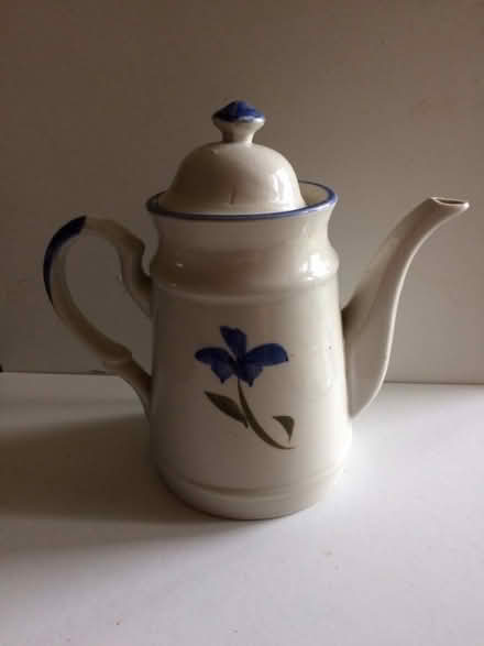 Photo of free Ceramic Teapot decorated with Blue Flowers (6" tall) (St James, South Elmham IP19) #1