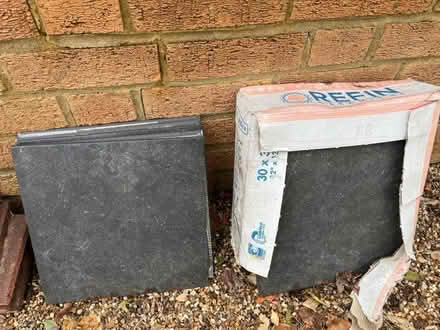 Photo of free Dark grey porcelain floor tiles - quantity 16 (Hinchley Wood KT10) #1
