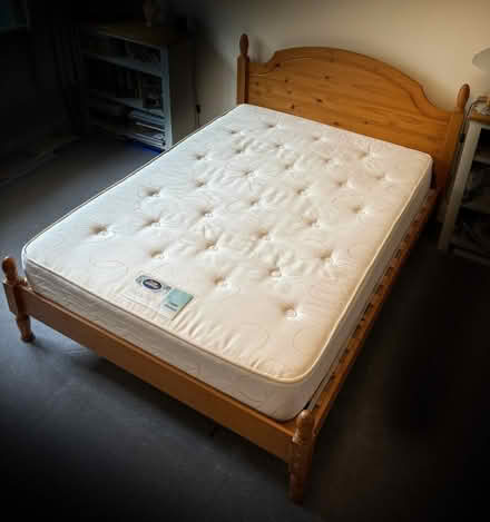 Photo of free Double bed with barely used mattress (Stroud GL10) #1