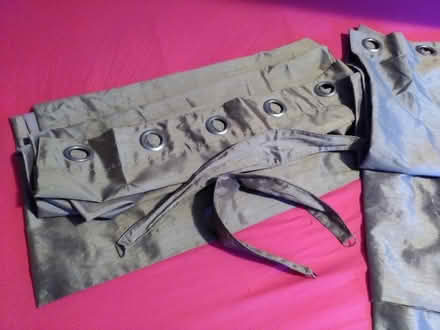 Photo of free 2 * Curtains - 160cm wide x 180cm high w/ ties (mild damage) (Battersea SW11) #4