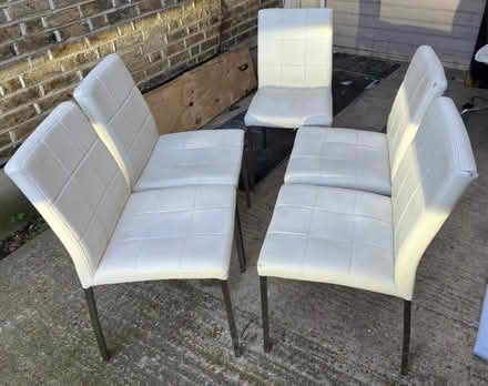 Photo of free 4 Dwell white faux leather dining chairs (Teddington TW11) #2