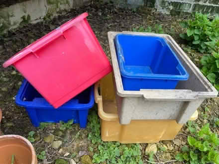 Photo of free Assortment of plastic storage boxes (Whittlesey) #1