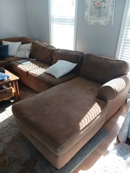 Photo of free Brown sectional couch (By Danbury High school) #1