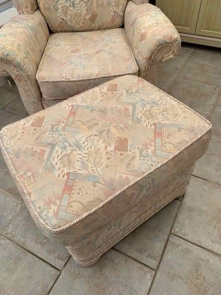 Photo of free 2 seater settee, 2 armchairs and a pouffee (Southport PR8) #3
