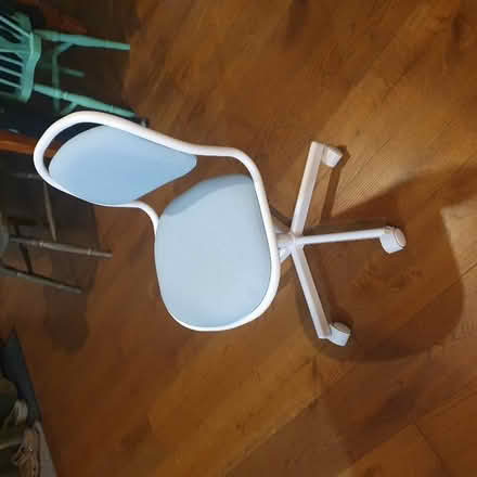 Photo of free Ikea kids desk chair in white and powder blue (Chapel End E17) #2