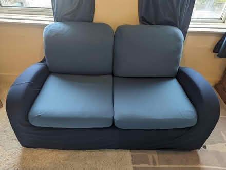 Photo of free Sofa with blue covers (Elm Grove BN2) #1