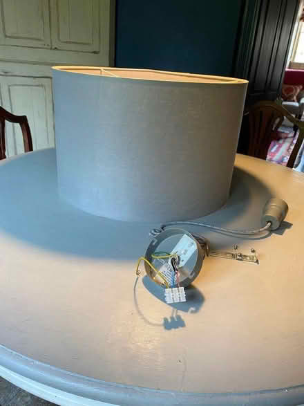 Photo of free Pendant drum lampshade with fittings (Bower Hinton TA12) #3