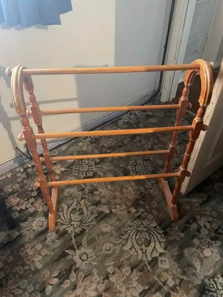 Photo of free Oak effect freestanding towel rail (Sele Farm SG14) #1