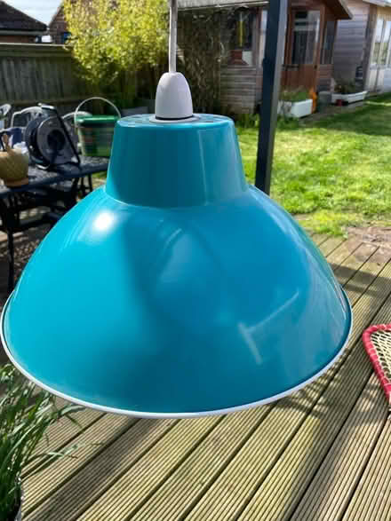 Photo of free Blue metal lamp shade (Yarnton) #1