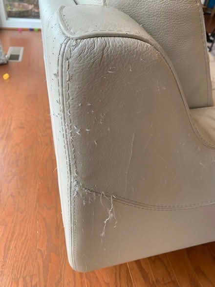 Photo of free Warm white leather couch (Bowie) #1