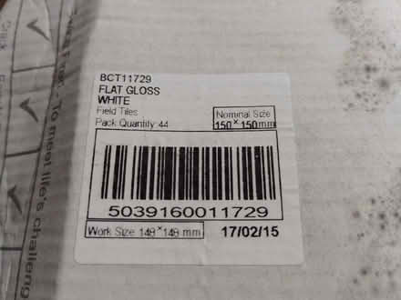 Photo of free White Flat Gloss tiles. 6" X 6". 34 total (Anstey LE7) #2
