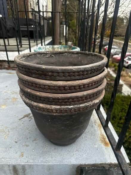 Photo of free Four outdoor plant pots - large (Palisades, NW, WDC) #1