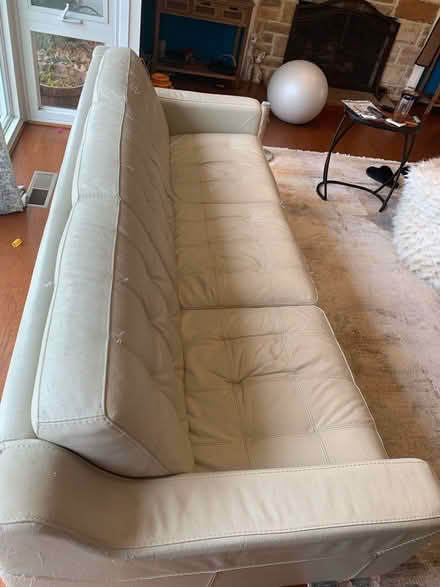 Photo of free Warm white leather couch (Bowie) #3