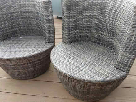 Photo of free Set of 2 Pagoda rattan effect outdoor seats with pads (Hoole CH2) #3
