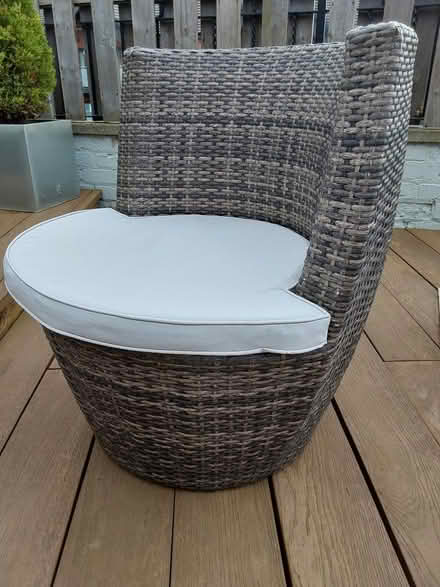 Photo of free Set of 2 Pagoda rattan effect outdoor seats with pads (Hoole CH2) #1