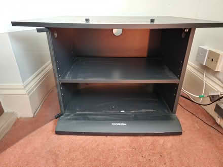 Photo of free Black TV Stand w/ glass front panel (SE2) #2