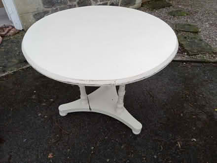Photo of free Circular, grey painted table (Burbage SK17) #2