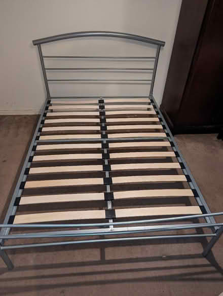 Photo of free Double bedframe (silver/metal) (Telford) #1