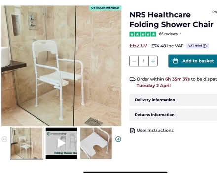 Photo of free Folding shower chair (IP8 3miles from Bramford) #2