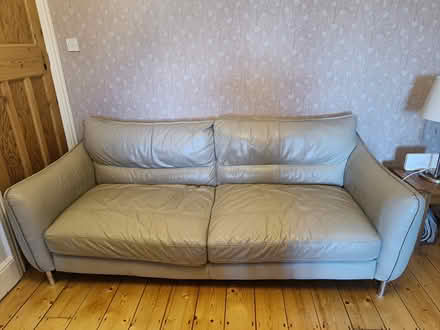 Photo of free Grey leather 4 seater sofa (Dublin 9) #1