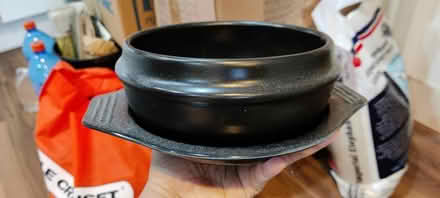 Photo of free Ceramic pot with plastic lid/tray (HA0) #1