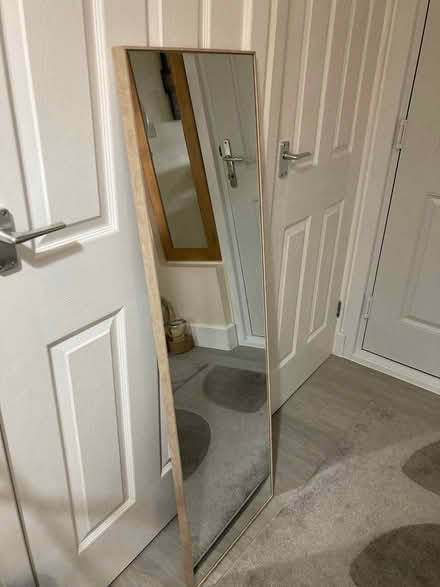 Photo of free 136 cm by 41 cm, light oak mirror (Welwyn Garden City) #1