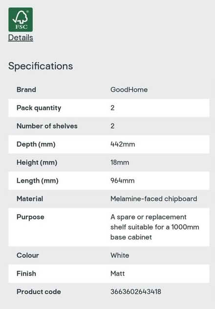 Photo of free White kitchen cabinet shelf (BS15) #2