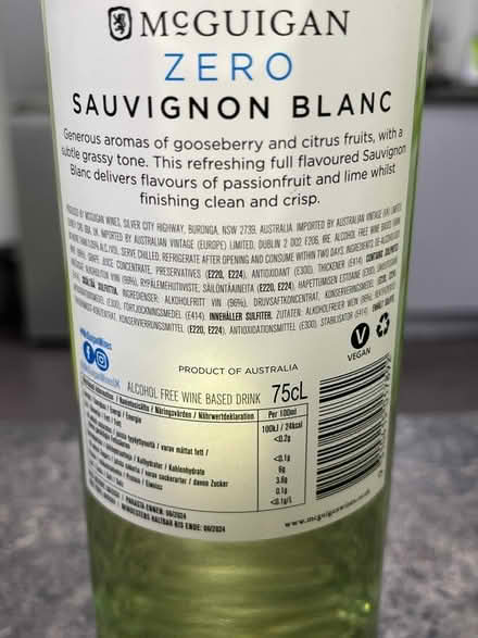 Photo of free Alcohol free white wine (CV1) #3