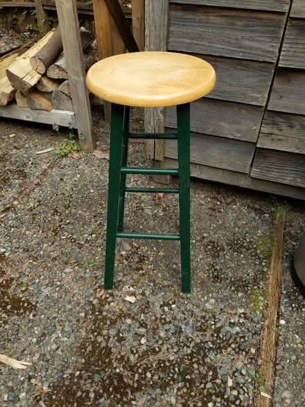Photo of free Metal stool, wood seat (Maple Leaf) #1