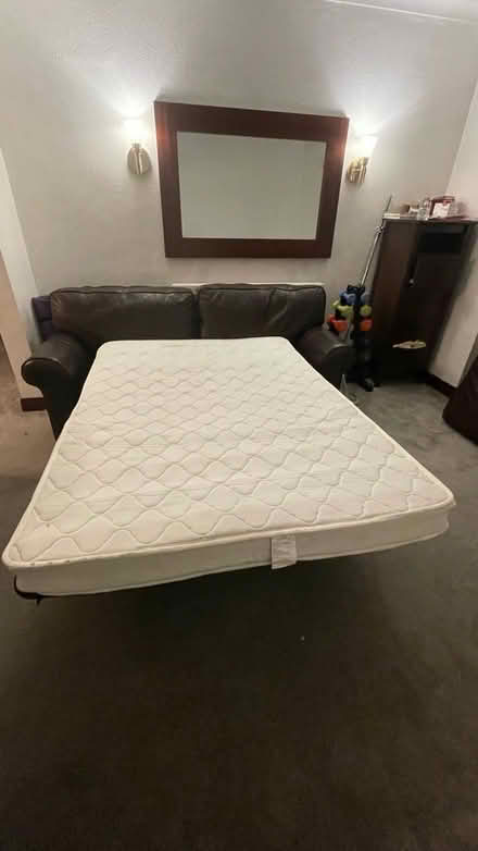 Photo of free Brown leather sofa bed (RM5) #2