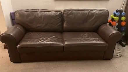 Photo of free Brown leather sofa bed (RM5) #1