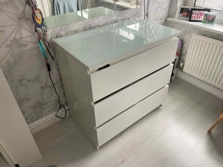 Photo of free IKEA Malm Draws. White. Glass Top (St Helens. WA9) #1