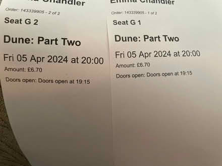 Photo of free 2 tickets to Dune Part 2 (Leighton Buzzard LU7) #1