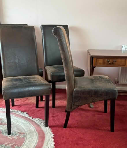 Photo of free 4 leather worn effect dining chairs (TQ4) #2