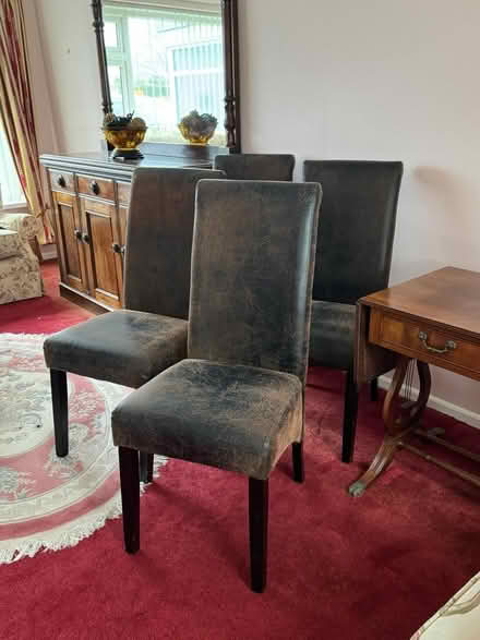 Photo of free 4 leather worn effect dining chairs (TQ4) #1