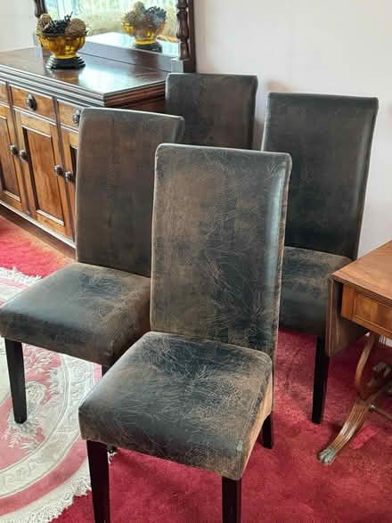 Photo of free 4 leather worn effect dining chairs (TQ4) #3