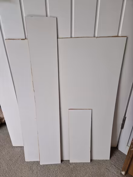 Photo of free 3 offcuts of white faced hardboard (Ugley CM22) #1