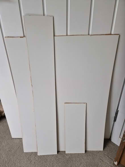 Photo of free 3 offcuts of white faced hardboard (Ugley CM22) #1