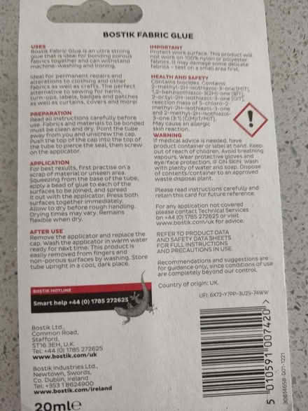 Photo of free Bostik Fabric Glue (Swavesey CB24) #2