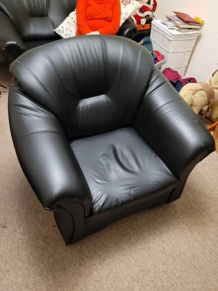 Photo of free Black fake leather chair (Consett DH8) #1