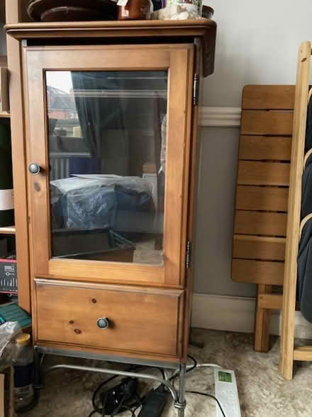 Photo of free Glass-fronted wooden storage unit (Gorse Hill M32) #1