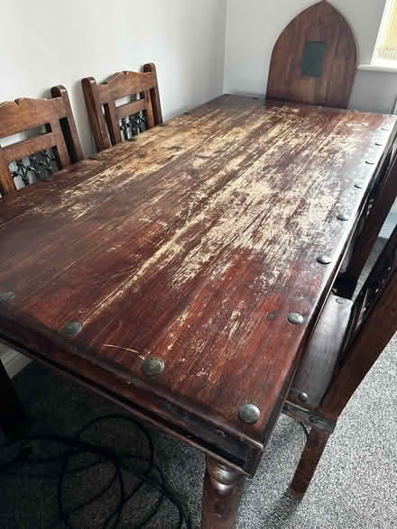 Photo of free Used Solid Wood Table and 6 chairs (DE21) #1