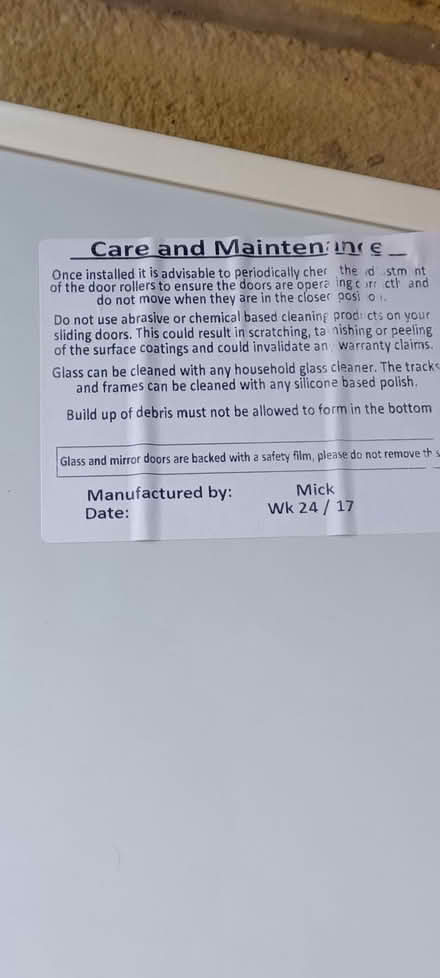 Photo of free Mirrored sliding wardrobe doors (Normanton Springs S12) #4