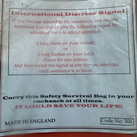 Photo of free Survival Bag for the Outdoors (Newhaven BN9) #2